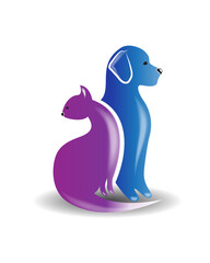 Cat and dog silhouettes logo vector image. Adopt a pet. Veterinary symbol id business card 