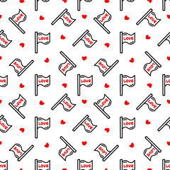 Seamless pattern with a flag and hearts . Vector illustration. Design for Valentines Day