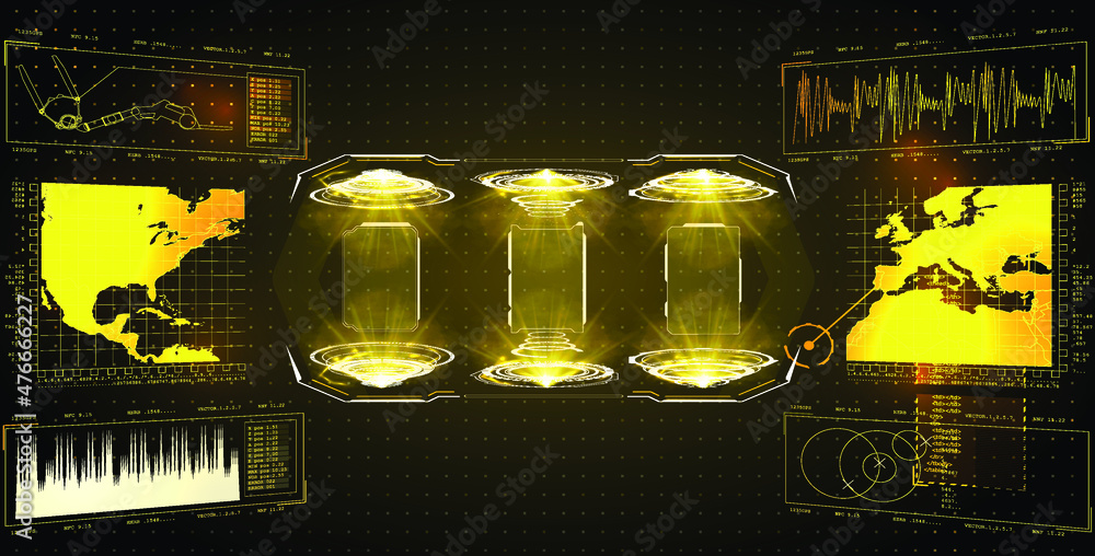 Poster futuristic vector hud interface screen design. digital callouts titles. hud ui gui futuristic user i
