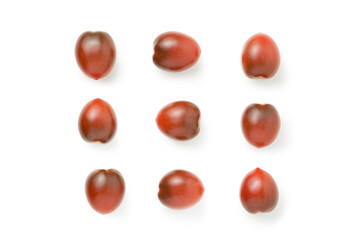 Fresh cherry tomato isolated on a white background. Top view