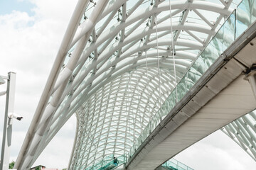 View of the modern glass Peace Bridge Tbilisi, Georgia