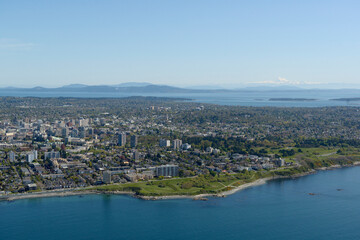 Aerial photo of James Bay, Beacon Hill Park and Oak Bay