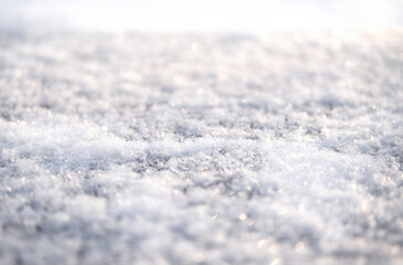 Fresh white natural first snow textured background.