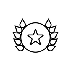 Laurel wreath black outline icon. Award winner label, leaf symbol victory. Trendy flat isolated sign suitable for: illustration, logo, mobile, app, design, web, dev, ui, ux, gui. Vector EPS 10