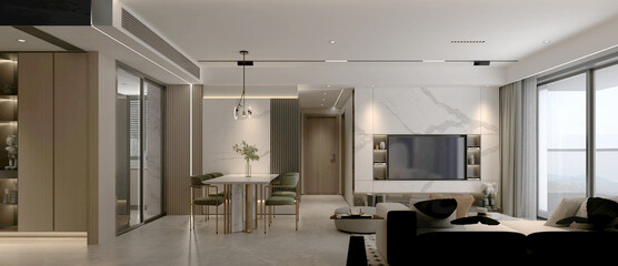 Fototapeta na wymiar 3d render of home living room
