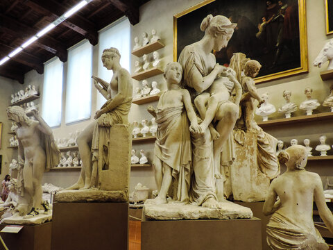 Florence, Italy, June 2017 - Beautiful sculptures at the Galleria dell'Accademia