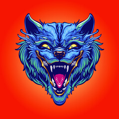 the blue wolf head illustration