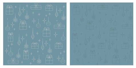 new year's endless drawing flat illustration with thin lines christmas background image pattern for background 2022