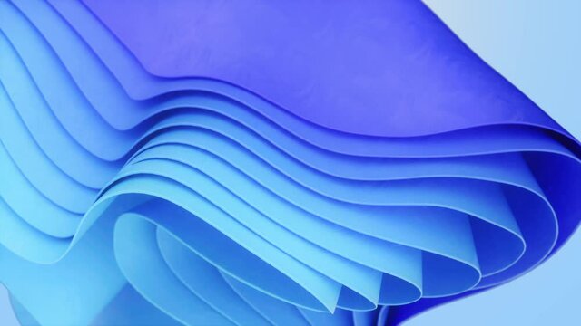 Abstract satisfying loop animation of colorful waves. 3d render of wavy cloth.