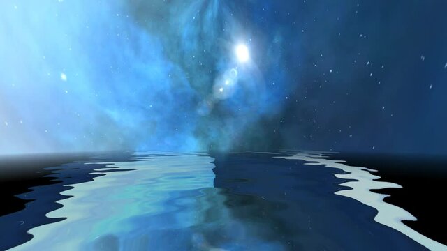 Space Universe With Stars And Galaxies reflected in water