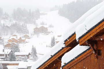 Fototapeta premium France, Savoie (73), chalets, lieu de résidence à Méribel en Tarentaise.