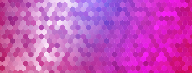 Abstract mosaic background of shiny hexagonal tiles in purple colors