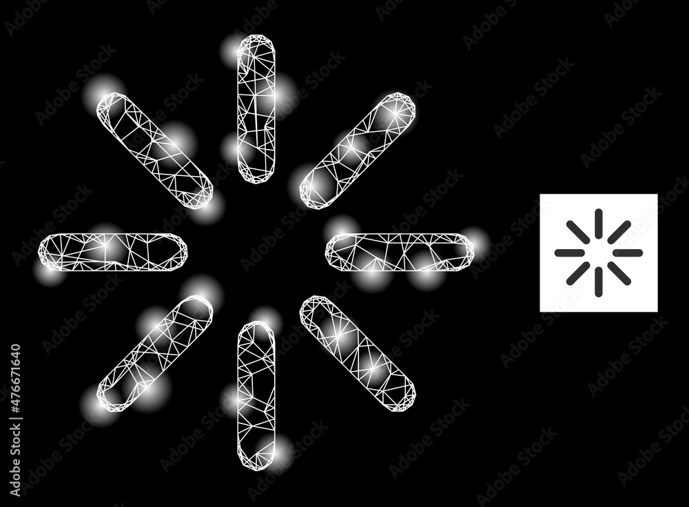 Poster glare crossing mesh brightness icon with illuminated spots. illuminated model done from brightness v