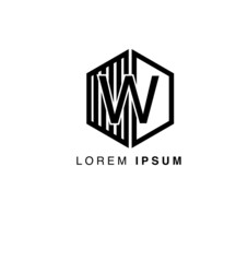 simple alphabet logo black and white concept with hexagon combination