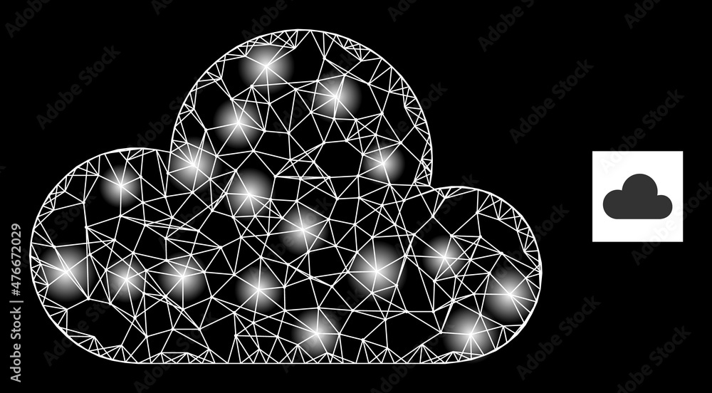Poster constellation crossing mesh cloud icon with flare light spots. illuminated constellation done from c