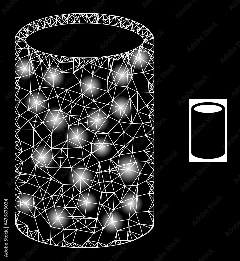 Poster constellation net cylinder icon with illuminated spots. illuminated model generated from cylinder ve