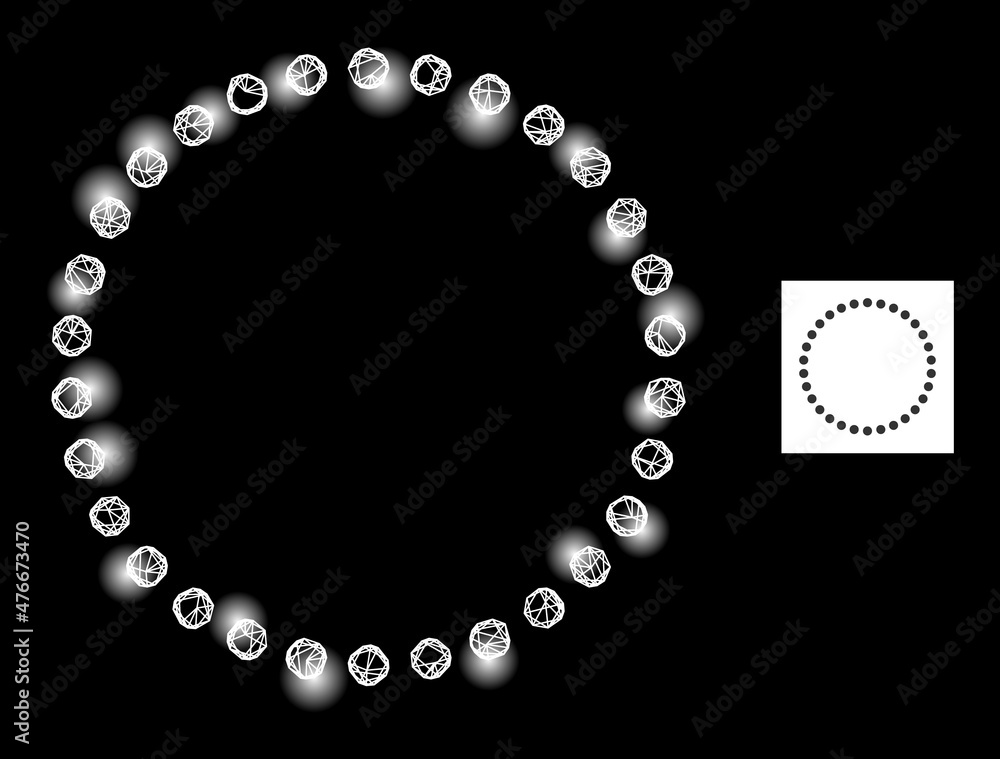 Poster glowing net dotted circle icon with illuminated light spots. illuminated constellation is done from 