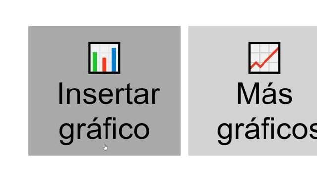 Spanish. Cursor Slides Over and Clicks Insert Chart in Spreadsheet. Mouse Pointer on Device Computer Monitor Screen Clicking Add Graph on Worksheet File For Company Business Assignment or School