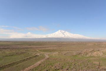 View of Mount Ararat over the field, Armenia