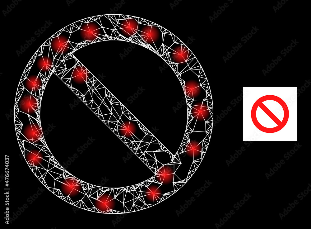 Poster constellation network forbidden icon with bright spots. illuminated constellation is generated using