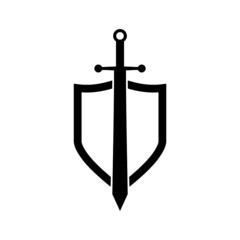 shield and sword flat icon