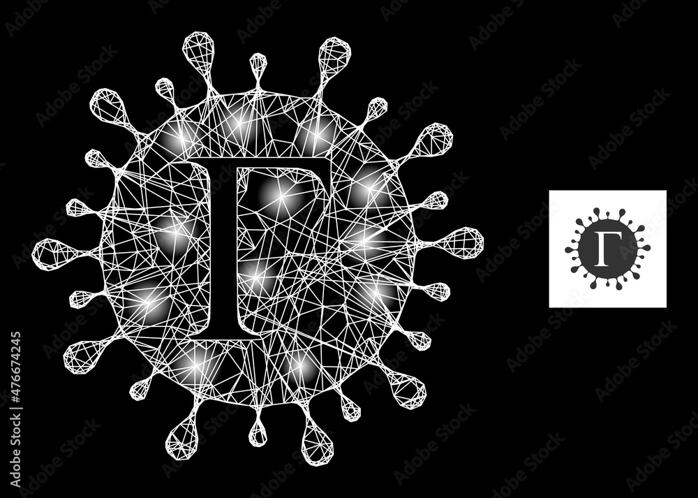 Poster bright net gamma coronavirus icon with majestic spots. illuminated model is done using gamma coronav