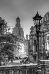 The center of Dresden with the cupola of the iconic Frauenkirche