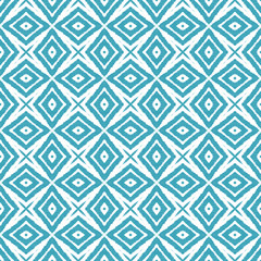 Striped hand drawn pattern. Turquoise symmetrical