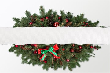 Composition of green branches . Winter natural decoration.