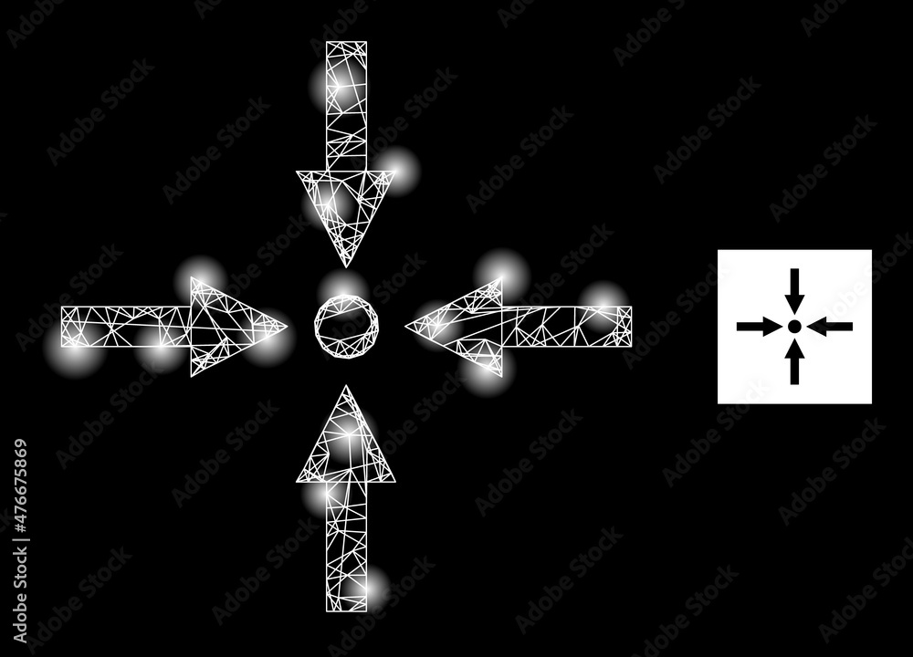 Poster constellation network meeting point icon with illuminated light spots. illuminated model created usi