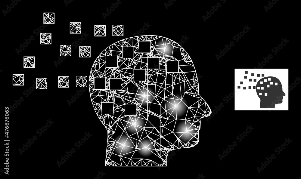 Poster bright crossing mesh mind compilation icon with magic spots. illuminated model generated using mind 