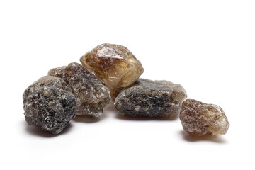 brown sugar rock candy isolated white background