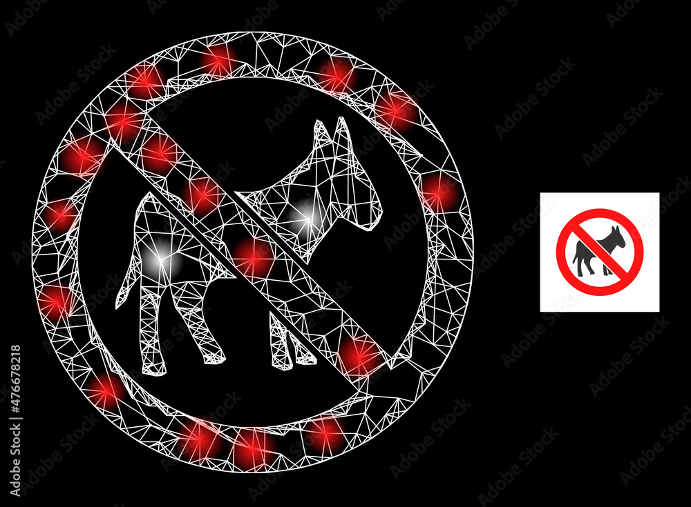 Poster constellation mesh net stop donkey icon with glossy spots. illuminated constellation created from st