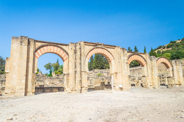 Ruins of Medina Azahara, a fortified Moorish medieval palace city in Andalusia, Spain