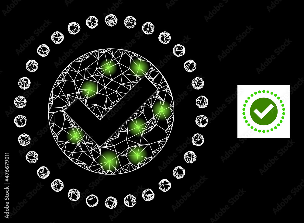 Poster glowing mesh net true area icon with illuminated light spots. illuminated constellation generated us
