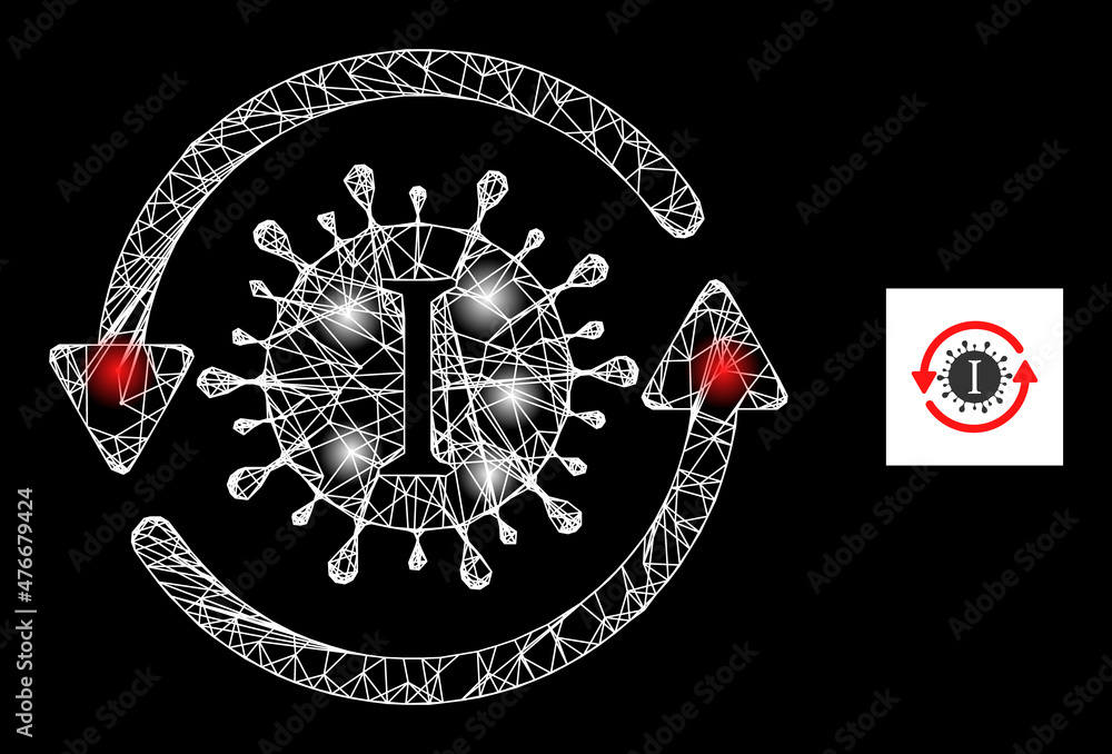 Poster bright network yota coronavirus update icon with glossy spots. illuminated constellation is created 