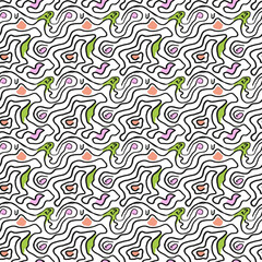 abstract contour line art seamless pattern background