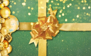 Abstract Christmas background with glitter bauble tree decorations. Festive composition
