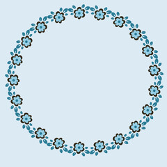 tile or handkerchief, frame of flowers, square. Design element of books, notebooks, postcards, interior items. Plants