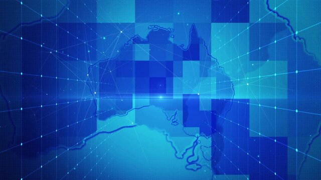 Australia map digital technology business news background