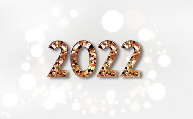 2022 Glittering New Year Card, Festive  Sparkling Gold Background 