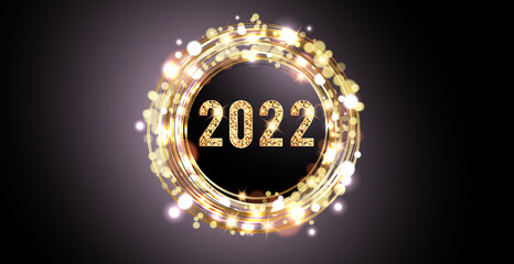 2022 Glittering New Year Card, Festive  Sparkling Gold Background 