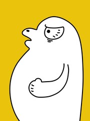 cute cartoon on yellow background