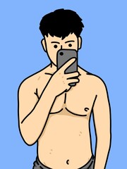 Fototapeta premium cute man cartoon on blue background