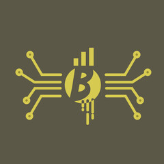 Crypto Currency logo template. B initial with network lines. digital business logo.