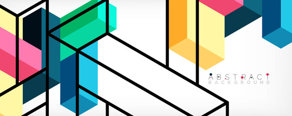 Abstract background. 3d cubes, cubic elements and blocks. Techno or business concept for wallpaper, banner, background, landing page