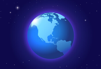 Blue color planet Earth in space vector illustration