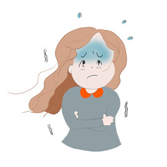 寒くて凍える若い女性