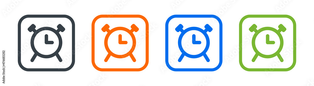 Poster alarm clock icon set. Timer icon vector illustration.