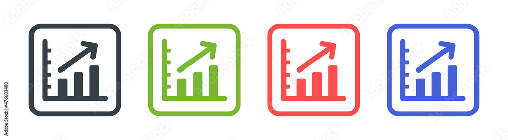 Poster Increase chart icon. Growing graph simple icons set.